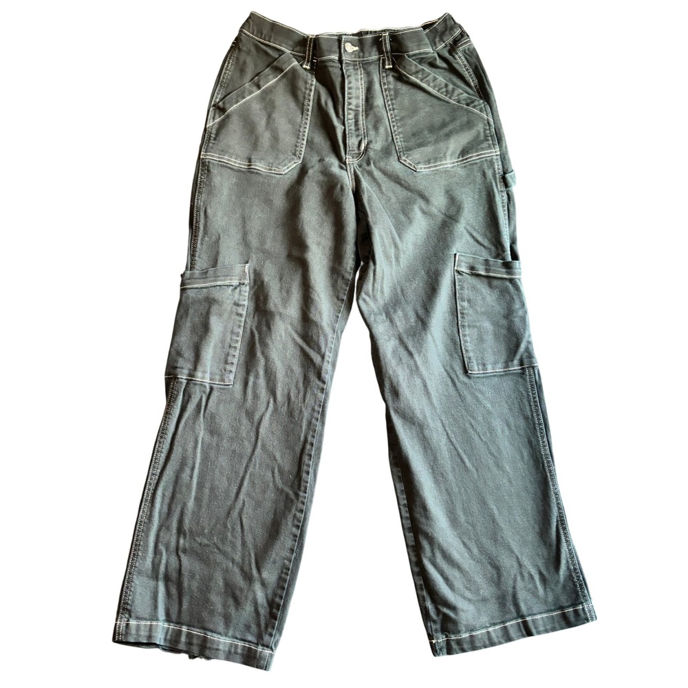 Arizona Girls Carpenter Pants 14 Blk Cotton Contrast Stitch Cargo Grunge School